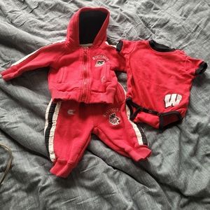 Bucky Badger 3-6 months Jogger Set and Onsie